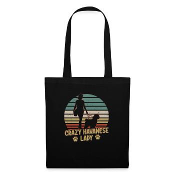 Crazy Havanese Lady Dog Owner Havaneser Mom - Stoffbeutel - Schwarz - Vorne
