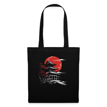 Japan Temple Red Moon Birds Aesthetic Bonsai - Tote Bag - black - Front