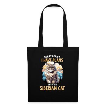 Siberian Cat Sibirische Katze - Stoffbeutel - Schwarz - Vorne