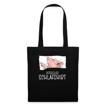 Offizielles Schlafshirt Schwein Schlafanzug - Stoffbeutel - Schwarz - Vorne