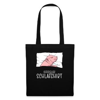 Offizielles Schlafshirt Schwein Schlafanzug - Stoffbeutel - Schwarz - Vorne