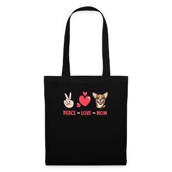 Chihuahua Peace Love Dog Mom - Stoffbeutel - Schwarz - Vorne