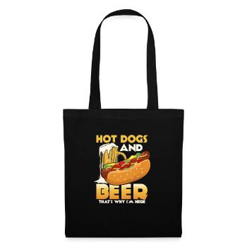 Hot Dogs And Beer That's Why I'm Here Foodie Wiene - Stoffbeutel - Schwarz - Vorne