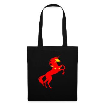 Einhorn China Flagge T-Shirt Magisches Einhorn Chinesisch - Stoffbeutel - Schwarz - Vorne