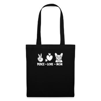 Bouledogue français Peace Love Dog Mom - Sac en tissu - noir - Devant