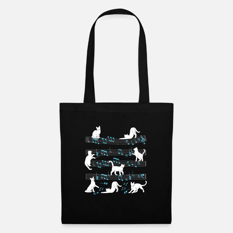 Cats playing with music note cat - Tote Bag - black