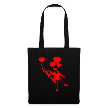 Ich liebe dich rote herz Luftballons - Stoffbeutel - Schwarz - Vorne