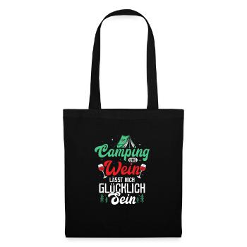 Camping and Wine Makes Me Happy Camper - Tote Bag - black - Front