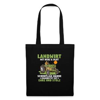 Landwirt Mit Herz & Blut Bauer Bauernhof - Stoffbeutel - Schwarz - Vorne