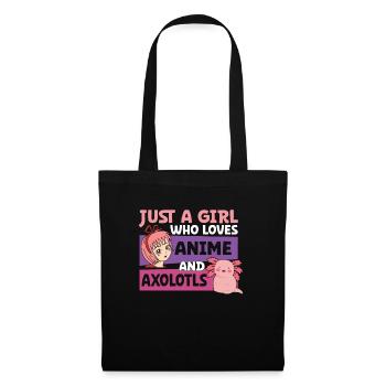 Anime Axolotls Süße Kawaii Teen Girls Kinder - Stoffbeutel - Schwarz - Vorne