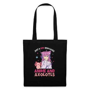 Anime Axolotls Süße Kawaii Teen Girls Kinder - Stoffbeutel - Schwarz - Vorne
