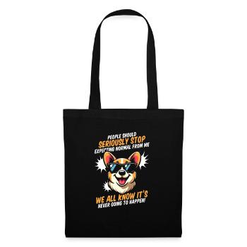 Corgi - Stoffbeutel - Schwarz - Vorne