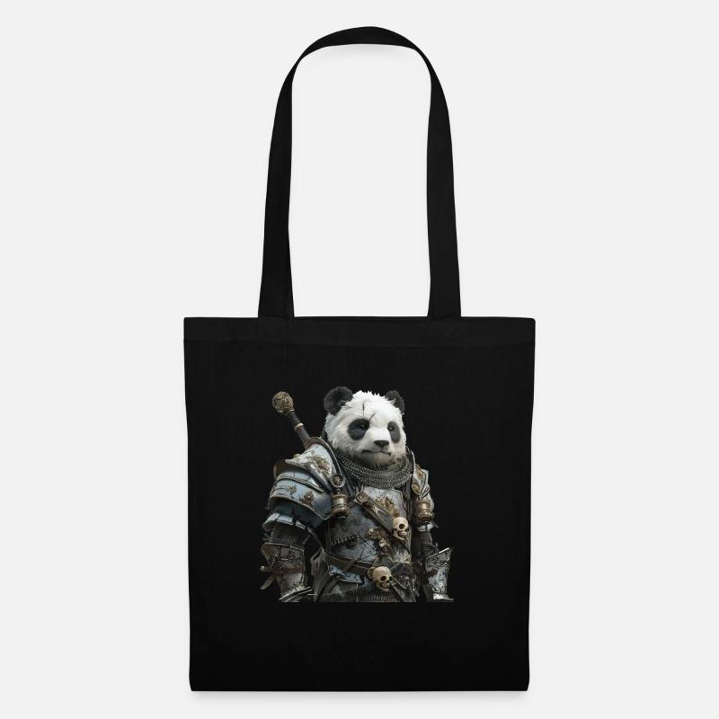Panda Ritter Mittelalter - Stoffbeutel - Schwarz