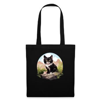 Tuxedo Kätzchen Tuxedo Katze - Stoffbeutel - Schwarz - Vorne