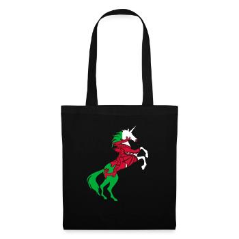 Licorne Pays de Galles Drapeau T-Shirt Licorne Magique Gallois - Sac en tissu - noir - Devant