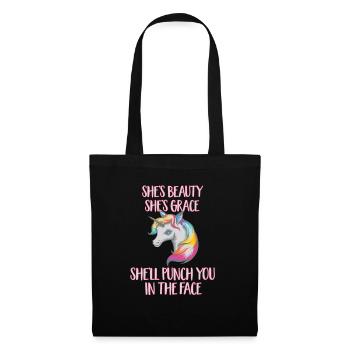She's Beauty She's Grace She'll Punch You Unicorn - Tote Bag - black - Front