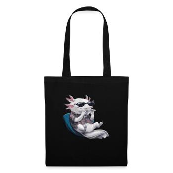 Axolotl Mundharmonika Spielen Geschenk - Stoffbeutel - Schwarz - Vorne