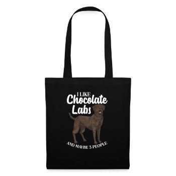 Schoko Brauner Labrador Retriever Hund - Stoffbeutel - Schwarz - Vorne