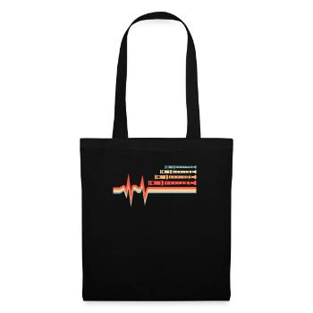 Flûtiste, Flûte, ECG, Battement de cœur - Sac en tissu - noir - Devant
