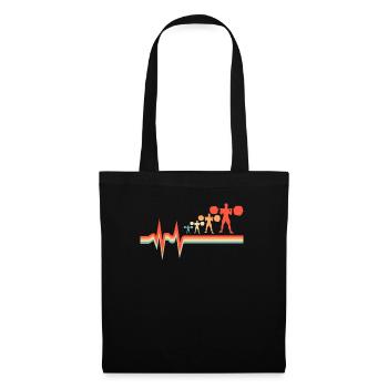 Weightlifting Weightlifting Ekg Heartbeat - Tote Bag - black - Front