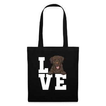 Schoko Brauner Labrador Retriever Hund - Stoffbeutel - Schwarz - Vorne