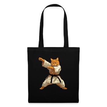 Katzen Aikido Kampfsport Geschenk - Stoffbeutel - Schwarz - Vorne