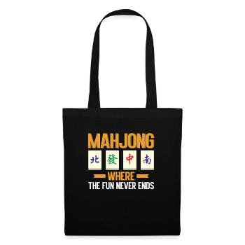Mahjong Mah Jong Chinesisches Spiel Mah Jongg - Stoffbeutel - Schwarz - Vorne