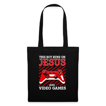 Ce garçon court sur Jésus et les jeux vidéo - Sac en tissu - noir - Devant