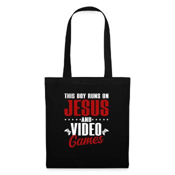 Ce garçon court sur Jésus et les jeux vidéo - Sac en tissu - noir - Devant