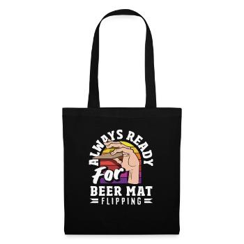 Bierdeckel Umdrehen Spiel Bier - Stoffbeutel - Schwarz - Vorne