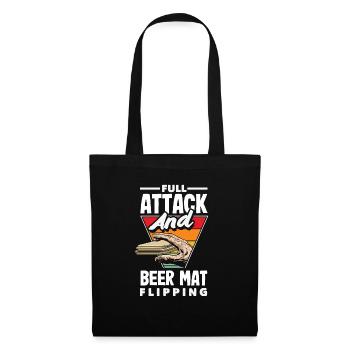 Bierdeckel Umdrehen Spiel Bier - Stoffbeutel - Schwarz - Vorne