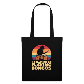 Bongo Musik Geschenk - Stoffbeutel - Schwarz - Vorne