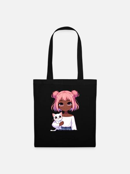 Anime African American Afro Anime Merch Zeug - Stoffbeutel - Schwarz