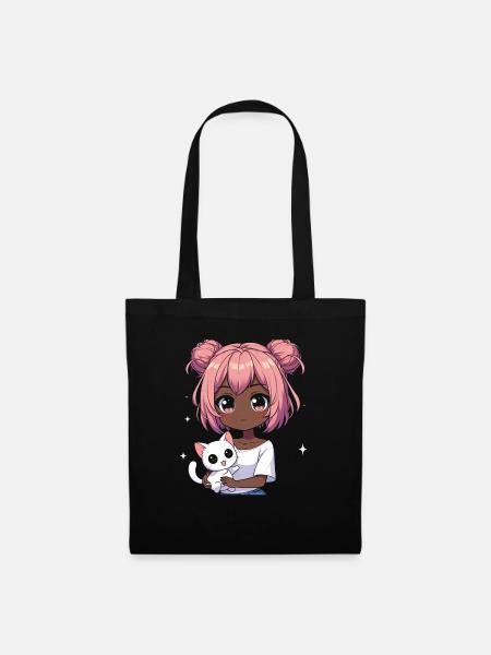 Anime African American Afro Anime Merch Zeug - Stoffbeutel - Schwarz