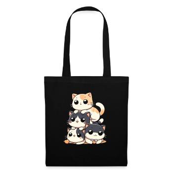 Stack of Kitty Cats Stack Kawaii Meowtain Anime - Tote Bag - black - Front