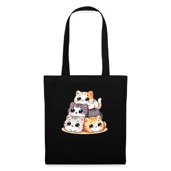 Stack of Kitty Cats Stack Kawaii Meowtain Anime - Tote Bag - black - Front