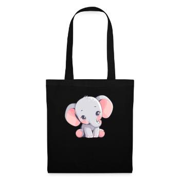 Elefanten Elefant - Stoffbeutel - Schwarz - Vorne