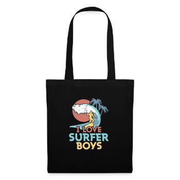 I Love Surfer Boys Surfing Summer Surfboard - Stoffbeutel - Schwarz - Vorne