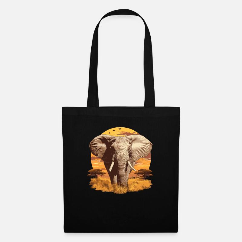 Elefanten Elefant - Stoffbeutel - Schwarz