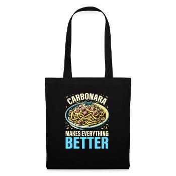 Nouilles carbonara Pâtes Nouilles Cuisine italienne - Sac en tissu - noir - Devant