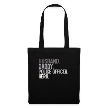 Agent de police, ligne bleue, application de la loi - Sac en tissu - noir - Devant