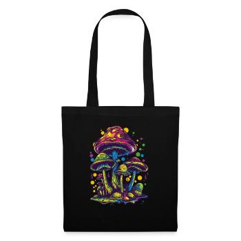 Magic Mushrooms Pilze Psychedelic Festival - Stoffbeutel - Schwarz - Vorne