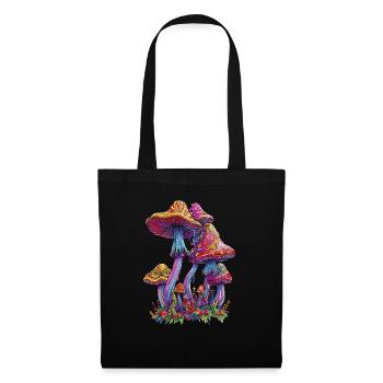 Psychedelic Magic Mushrooms Pilze Festival - Stoffbeutel - Schwarz - Vorne