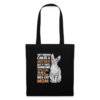 Katze Devon Rex Geschenk - Stoffbeutel - Schwarz - Vorne