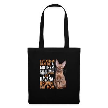 Katze Havanna Braun Geschenk - Stoffbeutel - Schwarz - Vorne