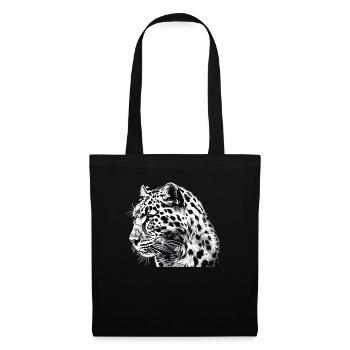 Leoparden Leopard - Stoffbeutel - Schwarz - Vorne