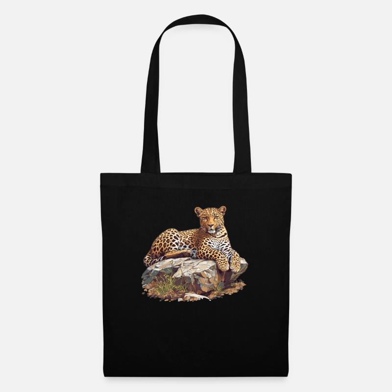 Leoparden Leopard - Stoffbeutel - Schwarz