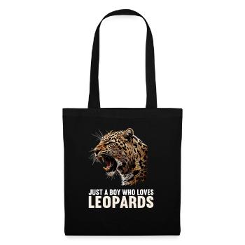 Leoparden Leopard - Stoffbeutel - Schwarz - Vorne