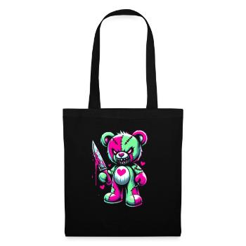 Pastel Goth Ours en peluche Horreur Effrayant - Sac en tissu - noir - Devant