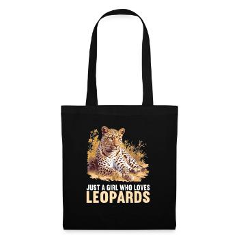 Leoparden Leopard - Stoffbeutel - Schwarz - Vorne